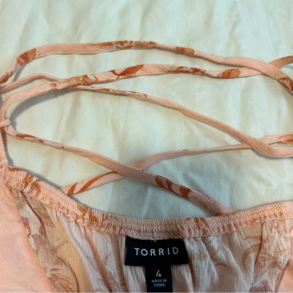 torrid Pink Floral Peplum Blouse with Rust Accents - Picture 6 of 9